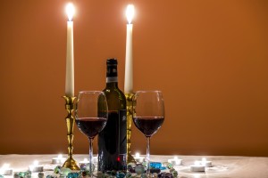 Romantic evening with wine